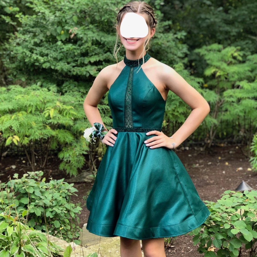 Clarisse High Neckline Satin Dress S3753-Size 2